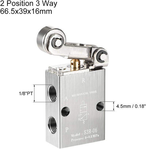 uxcell 2 Position 3 Way 1/8" PT Manual Hand Pull Pneumatic Solenoid Mechanical Valve,S3R-06