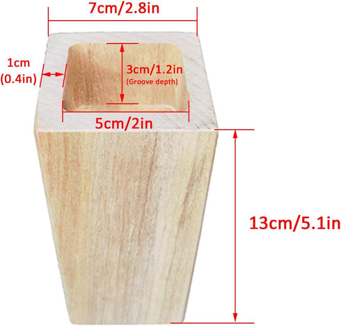 KDDEON Block,25 Color,4pcs (13cm/5.1in,Slotted 5x5) Solid Wood Heightened Slotted Bed Legs,Sofa Legs Coffee Table