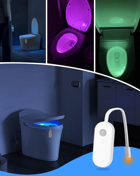 2-Pack Indoor,500mAh LAVAED Motion Sensor Night Light Toilet Lights Inside, LED Toilet Bowl Light Rechargeable Potty