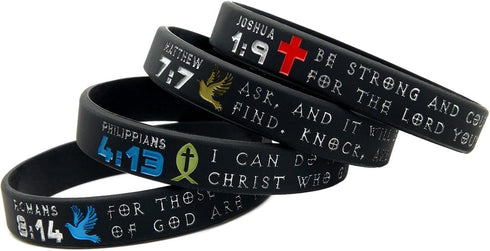 Inkstone Symbols of Faith Bible Bracelets with Christian Symbols Scripture Silicone Rubber Wristbands