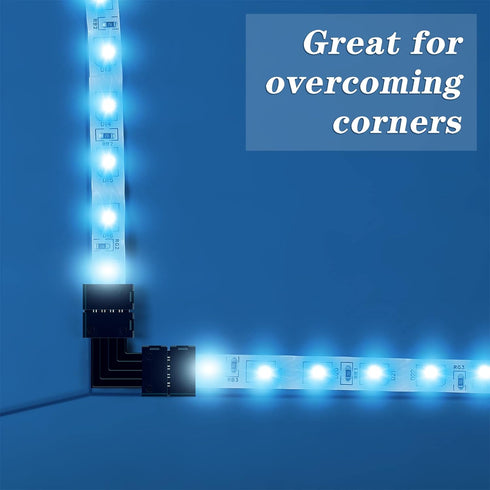 30 Pieces RGB LED Strip Connector Full Kit, 4 Pin 10 mm Gapless Solderless Adapter Extension