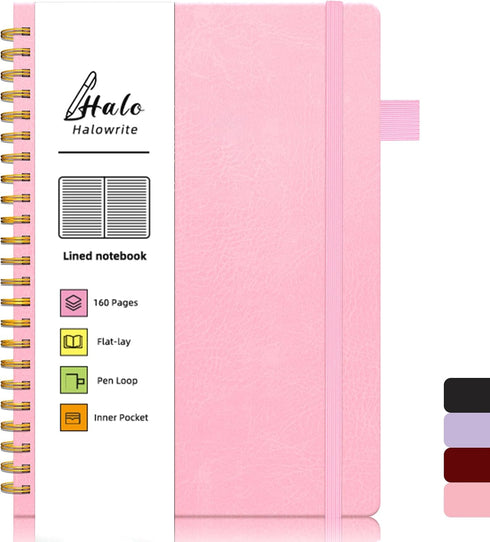 Spiral Notebook, 6"x8.5", Hardcover Lined Journal for Women with Pen Loop, Pocket, 160 Pages, 100 GSM Thick Paper.