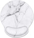 WAVEYU Ergonomic Mouse Pad with Wrist Support, Decorative Non-Slip Rubber Base Mouse Mat for Women, White Marble for