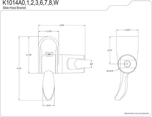 K1014A6 Kingston Brass Complement Hand Shower Slide Bar Bracket, Polished Nickel