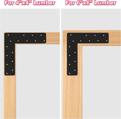 2 Pcs L Shape Flat Bracket, 12"x12" Mending Plate with Black Powder-Coated Right Angle Brackets for Repair