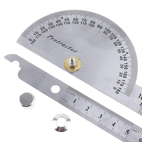 Angle Protractor Angle Finder Ruler, 0-180 Degrees Stainless Steel Adjustable Screw Woodworking Measure Tool