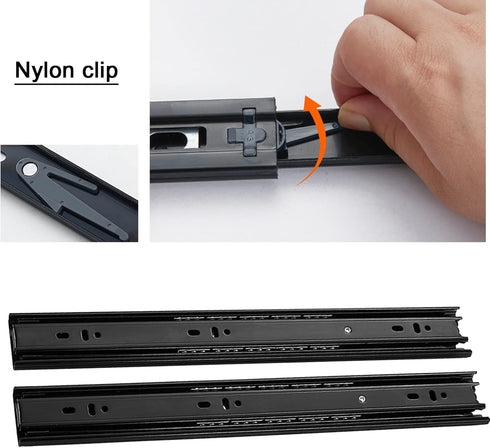 V3VOGUE 3 FOLD Drawer Glides - Cabinet Drawer Runners,Thickness Steel Construction,High Load Capacity,Metal Drawer
