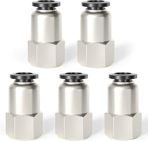 TAILONZ PNEUMATIC Female Straight 12mm Tube OD x 1/4 Inch NPT Thread Push to Connect Fittings PCF12-N2 (Pack of 5)