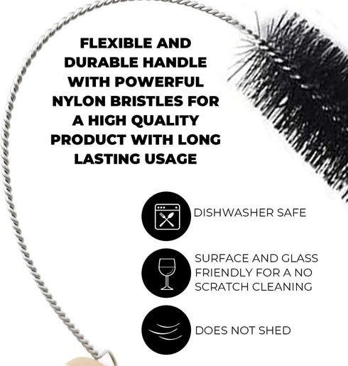 10" Tube Cleaning Brush Set, Green, 10 Pack Nylon Straw Brushes for Bottle, Straws, Pipe, Keyboard, Deep Cleaning