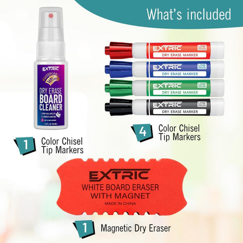 Dry Erase Markers Set, Chisel Tip Dry Erase Marker, Whiteboard Markers, Dry Erase Eraser and Whiteboard Cleaner, Dry Erase Markers with Eraser Bundle for Home, Teachers Supplies, and School Supplies by EXTRIC