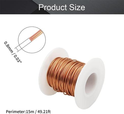 Fielect 20 AWG Magnet Wire 0.8mm/0.0314" Dia Magnet Wire Enameled Copper Wire Winding Coil Wire 49.2Ft Length Temperature Rating 155? Widely Used for Transformers Inductors, Electric Appliance by Fielect