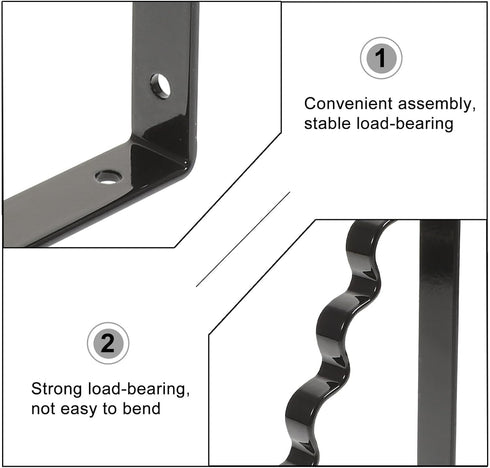 LIFKOME 2pcs Wall Mounted Iron Shelf Brackets Black Triangular Floating Shelf Supports Heavy Duty Load Bearing Up