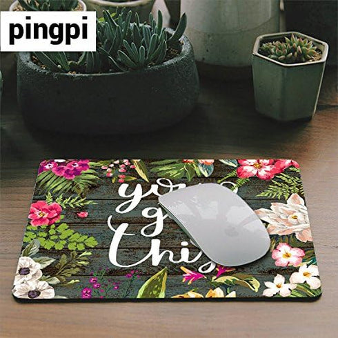 Pingpi Floral Mouse Pad - Motivational Quote "You Got This" Neoprene Inspirational Mousepad for Home Office Decor