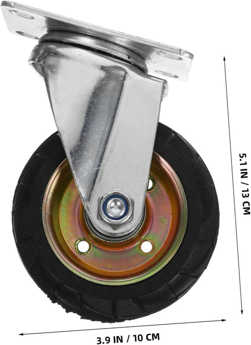 UKCOCO Small Swivel Caster Wheels with Brake for Cart Trolleys and Outdoor Trash Bins Rubber Iron Core Replacement