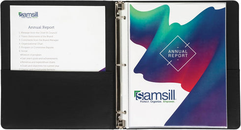 Samsill 0.5 Inch 3 Ring Binder, Leather, Black with Contrast Stitching, 8.5 x 11 Inch, Notebook Binder, Portfolio