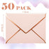 Whaline 50Pcs Blush Pink Invitation Envelopes with Rose Gold Border, V-Flap Gift Card Sleeves for Mailing, 7.3x5.3 Inch