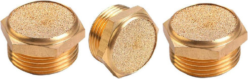 Beduan Sintered Bronze Pneumatic Exhaust Muffler - 3/8" NPT Male Air Silencer Fitting (Pack of 3)