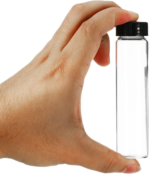 PATIKIL 50mL Reagent Media Bottle, 12 Pack Round Glass Storage Bottles with Plastic Screw Cap