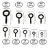191pcs Screw Eyes Zinc Plated Metal Eye Hook Screw, Self Tapping Screws, 9 Sizes, Color Black