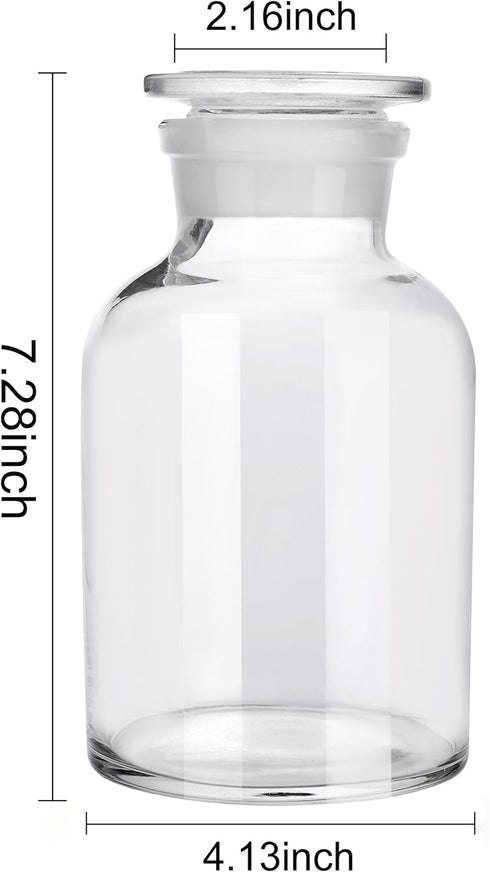 Lab Borosilicate Glass Reagent Bottle,Wide Mouth Glass Storage Bottle with Ground Stopper (Clear, 1000ML) by Kestun