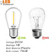 LED S14 Low Voltage (DC 3V) Replacement Bulbs, E26 Base, 15 Pack, Clear for Outdoor Solar String Lights