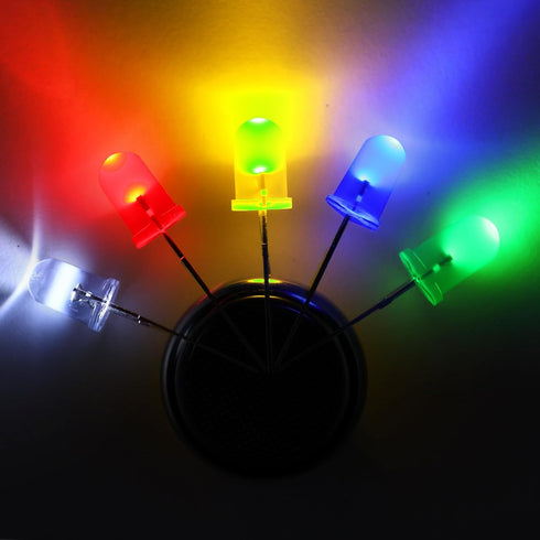 EBOOT 100 Pieces Clear LED Light Emitting Diodes Bulb, 5 mm (5 Colors)