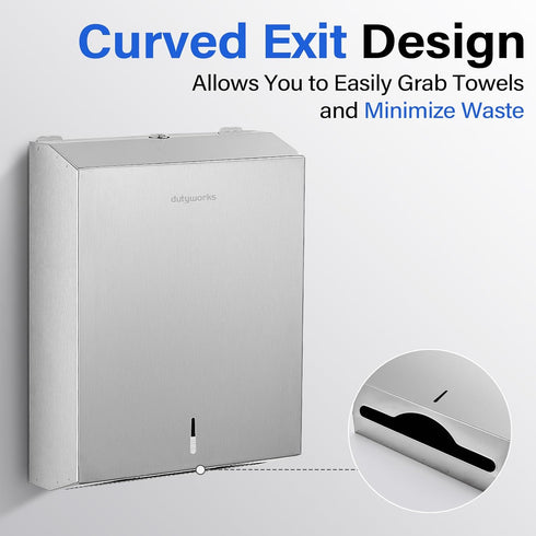 Commercial Paper Towel Dispenser Wall Mount, Stainless Steel Hand Towel Dispenser with Lock, Large Capacity C-Fold