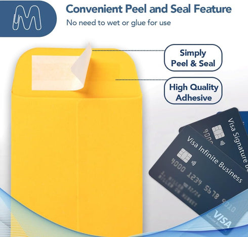 MOS #1 Coin Envelopes – 2-1/4" x 3-1/2" Gold Self-Seal Coin Envelopes #1 (550 Count) for Budgeting and Cash
