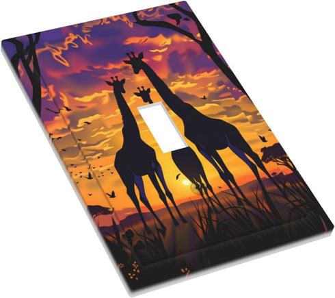 HTSAHKV Sunset 3 5 Inch Giraffe Wall Plate Light Switch Cover Single Gang Outlet Faceplate Print Plate Cover X