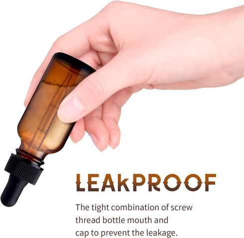 24 Pack Amber Glass Dropper Bottle, 2 oz/60 ml with Dropper, Leak Proof Travel Dispenser for Essential Oils