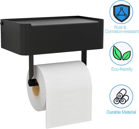 SUS304 JUYSON Toilet Paper Holder with Shelf, Flushable Wipes Dispenser Fits for Bathroom Wipe Storage, Keep Your Wipes