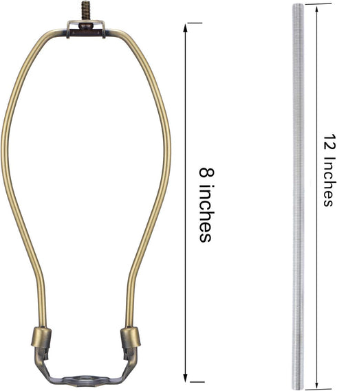 8 Inch 3 Canomo Table Lamp Kit Lamp Rewiring Kit with Harp, Lamp Pipe, Way Socket and All Parts Needed and Instructions