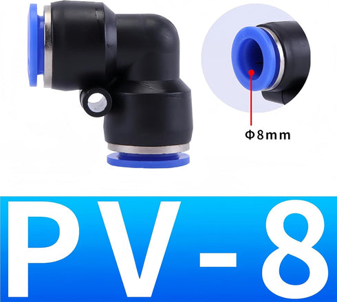 Pneumatic Connectors, 8mm Push in Elbow Connectors for Water Hose Quick Connect, 10 PCS