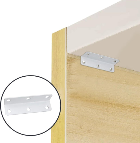 10Pcs Shelves,80x22x22mm 6Holes White L Bracket,Heavy Duty Corner Brace,Stainless Steel Shelf Bracket Angle Bracket