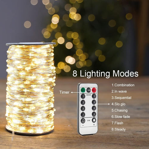 200FT 600 LED Fairy String Lights LEDs Outside Indoor Plug in String Lights Waterproof Remote Control for Living Bed
