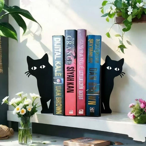 Generic Set 2 Cat Metal Bookends of Cute Cat Design Book Ends for Home Office Desk Shelves Reading Room Decor for Cat
