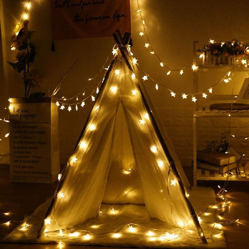 Melostu 10ft/3M 20 Merdeco Star String Lights, LED Plug in String Lights Warm White Fairy Lights