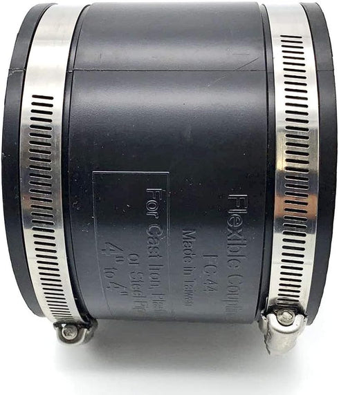 Flexible Rubber PVC Coupling with Stainless Steel Clamps, 4 inch, Black