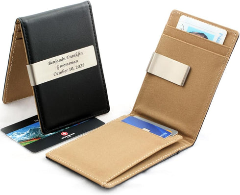 DENVER GIFT Set Personalized Pen & Money Clip Wallet with Engraving Elegant Ballpoint Pen with Refill and Gift Box