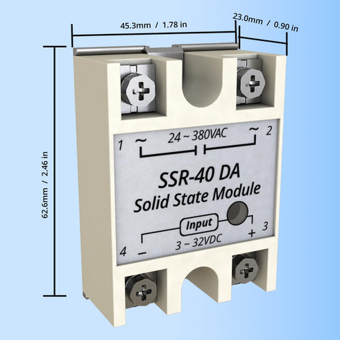 SSR-40DA Single Phase Solid State Relay 40A DC to AC Input 3-32V DC Output 24-380V AC 40A 3PCS