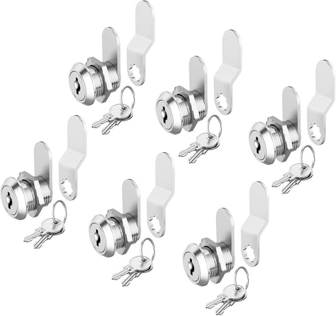 6 Pack Cabinet Locks with Keys, 5/8" Cam Lock Keyed Alike, Secure Drawer and RV Storage Locks Replacement Set