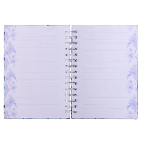 Inspirational Spiral Journal Notebook for Women - It is Well With My Soul, Blue/Purple Posies Floral, 192 Ruled Pages