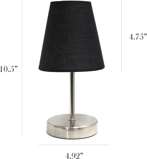 LT1198-BLK-2PK 10.5" 2-Pack Set, Simple Designs Stylish Mini Pop of Color Table Lamp for Living Room, Bedroom, Office