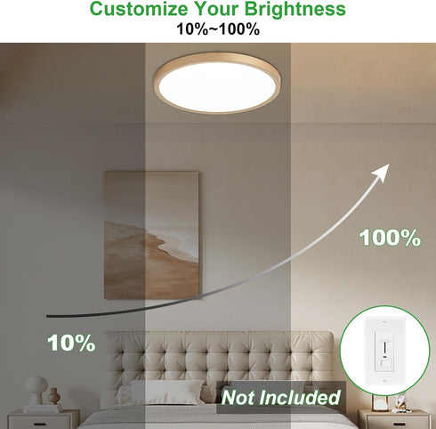 12 inch 1Pack Dimmable 5CCT (2700-6500K) 24W LED Flush Mount Ceiling Light: Super Slim & Kitchen Lighting Fixtures