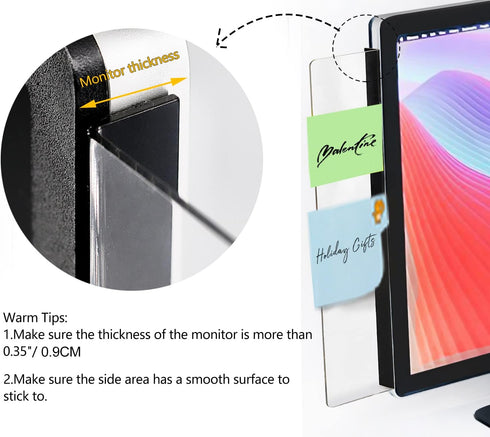 Yocoolfun 2 Monitors,13.6 3.6 Inch Pcs Large Computer Monitor Memo Board for No Edge X Monitor Sticky Note Holder