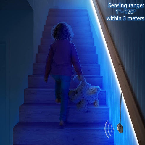 2x9.84ft 5050 Dimmable Motion Activated Under Bed Lights, RGB Color Changing LED Strip Lights with Sensor, APP Control