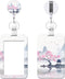 Retractable Badge Holder with Carabiner Clip, Vertical ID Holder with Keychain, Landscape Painting Design