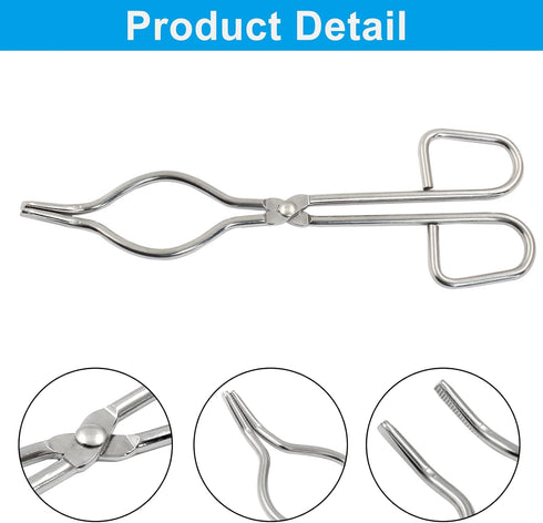 Moicstiy 8 Inch Crucible Tongs, Professional Grade Stainless Steel Clamp for Laboratory