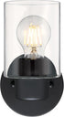 6115500 Westinghouse Sylvestre Transitional One-Light Indoor Wall Light Fixture, Matte Black Finish, Clear Glass