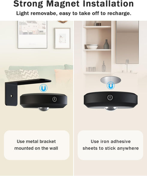 1200mAh Dimmable Light/3 Pack WILLED Picture Lights for Wall, Rechargeable Battery Operated Picture Frame lights, Puck